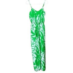 Lilly Pulitzer Womens Jumpsuit‎ Romper Size XS Green White Tropical Resort